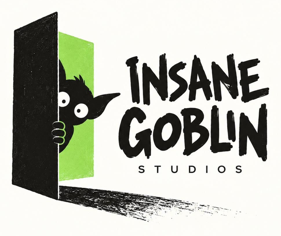 Insane Goblin Studios original door and goblin logo